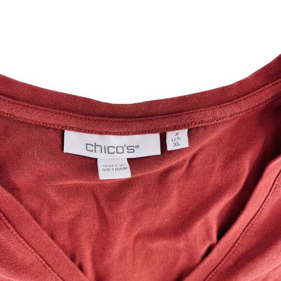 Chicos Womens Rust V-Neck Long Sleeve Top‎ Size XL 100% Cotton - Picture 2 of 6